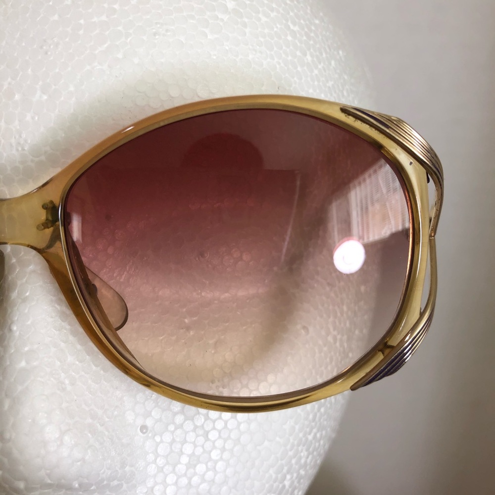 80s Christian Dior Vintage OversizedNew Lens Gold Metal Tone Amber Sunglasses - Picture 2 of 13